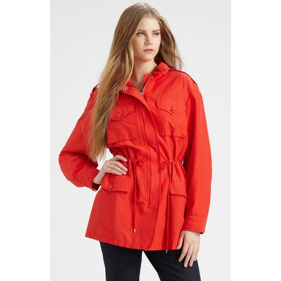 Marc by Marc Jacobs Brice Flap-Pocket Safari Jacket Coat Flame S/L Nwt $398 - Picture 1 of 12